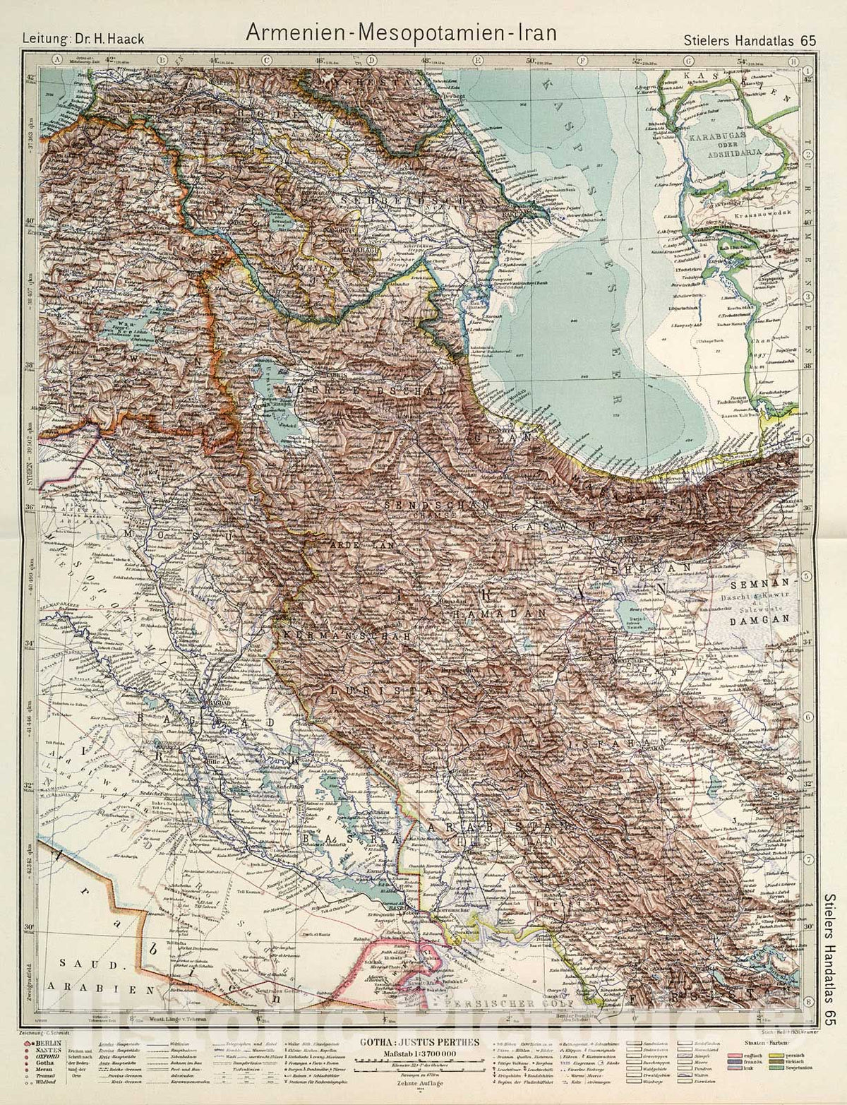 Historic Map : Armenien - Mesopotamien - Iran., 1945, Vintage Wall Decor