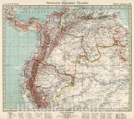 Historic Map : Venezuela - Kolumbien - Ekuador., 1945, Vintage Wall Decor