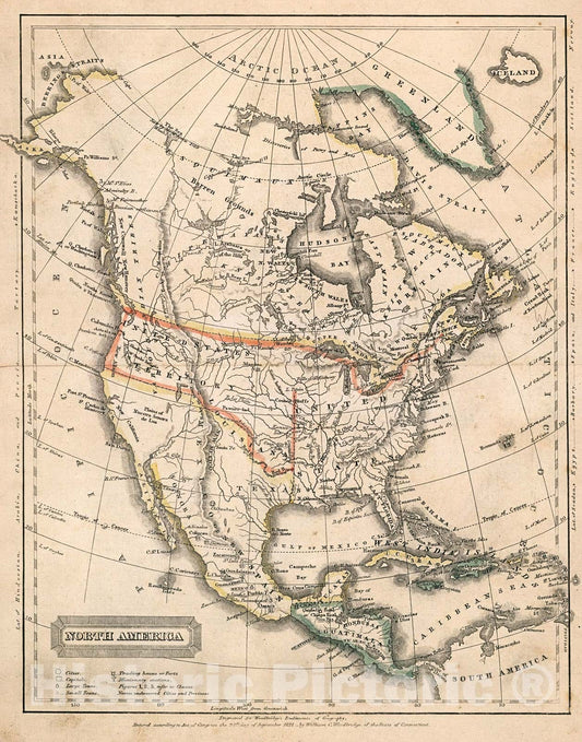 Historic Map : North America., 1823, Vintage Wall Decor