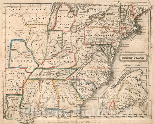 Historic Map : United States., 1823, v1, Vintage Wall Decor