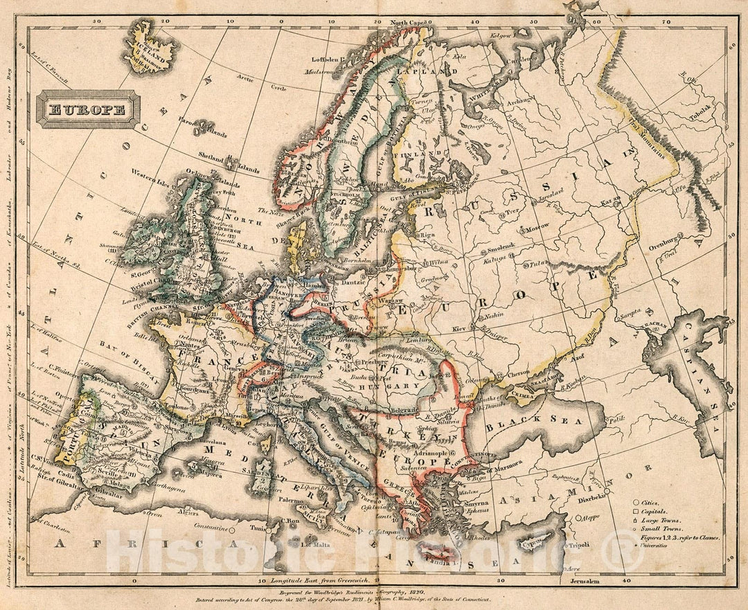 Historic Map : Europe., 1823, Vintage Wall Decor