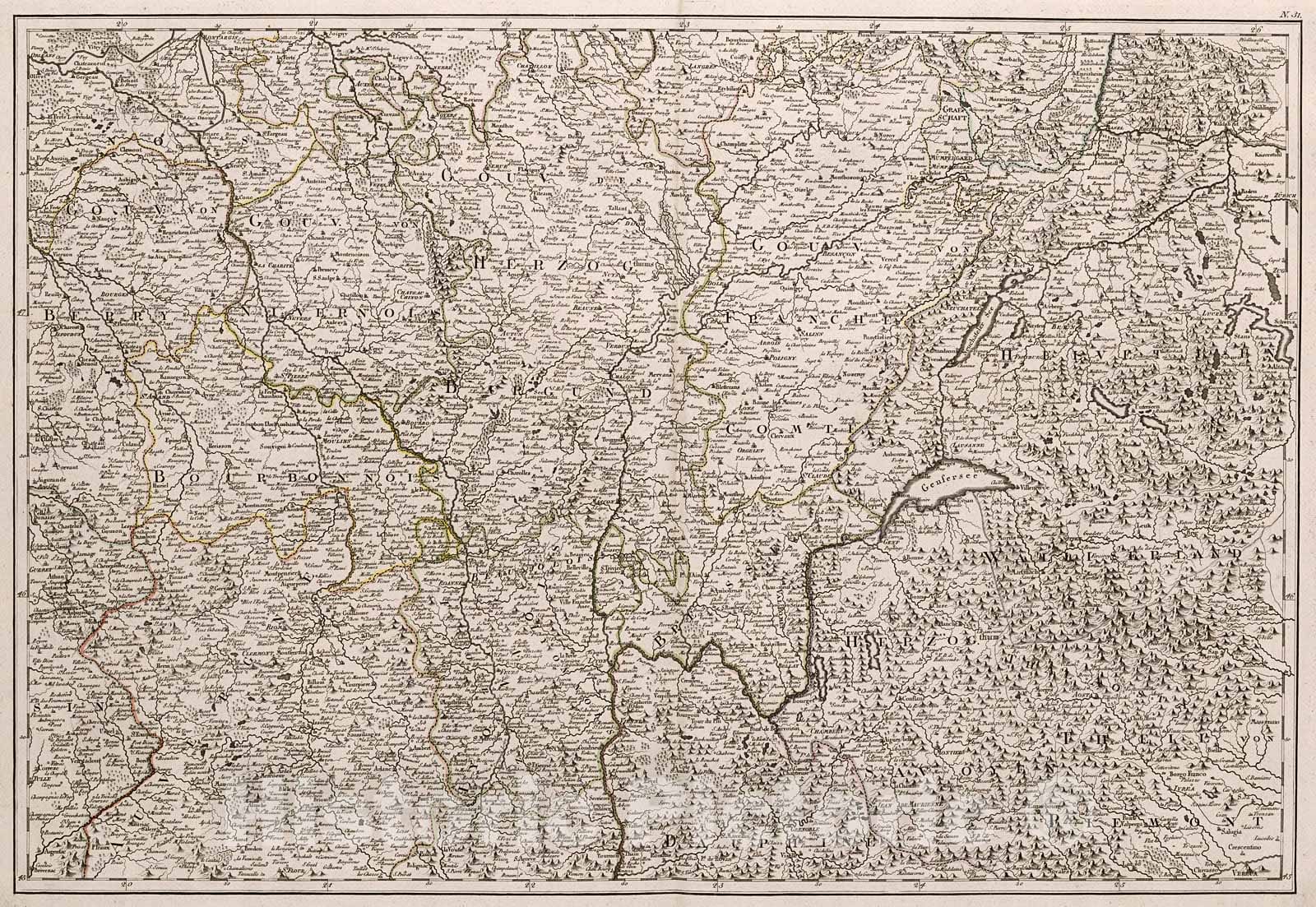 Historic Map : Neueste Generalkarte von Frankreich (central eastern sheet)., 1800, Vintage Wall Decor