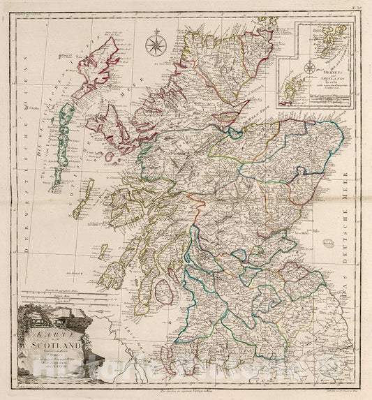Historic Map : Karte von Scotland., 1800, Vintage Wall Decor