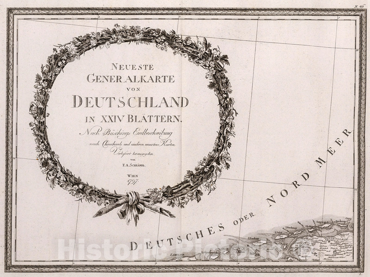 Historic Map : I. Neueste Generalkarte von Deutschland in XXIV Blattern., 1800, Vintage Wall Decor