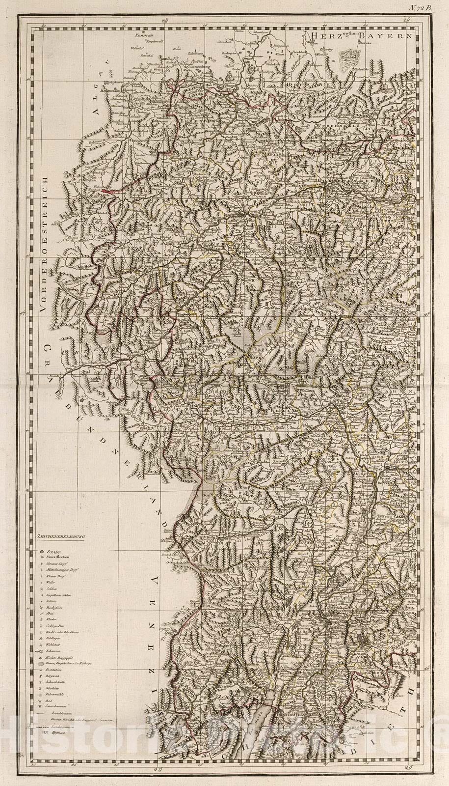 Historic Map : B. Neueste Generalkarte von Tyrol (western sheet)., 1800, Vintage Wall Decor