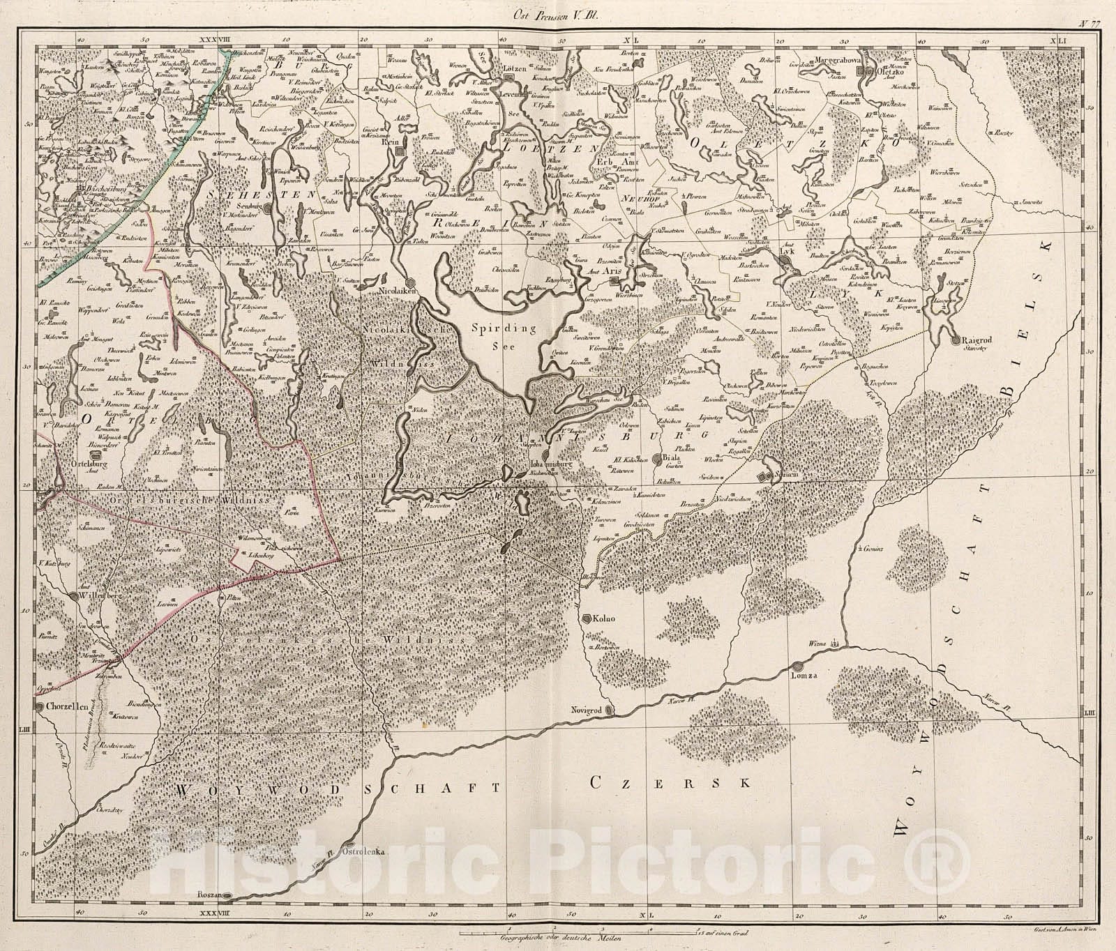 Historic Map : Ost Preussen V Bl. (southeastern sheet)., 1800, Vintage Wall Decor