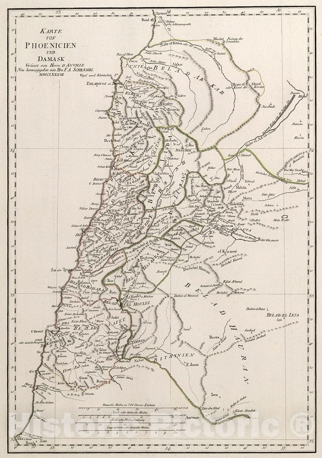 Historic Map : Karte von Phoenicien und Damask., 1800, Vintage Wall Decor