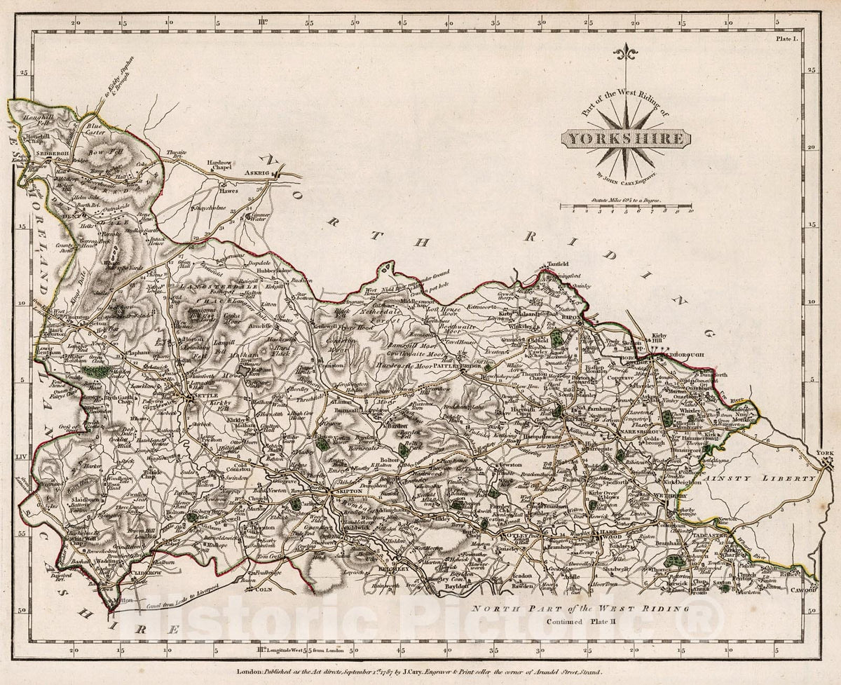 Historic Map : Part of the West Riding of Yorkshire., 1787, v2, Vintage Wall Decor