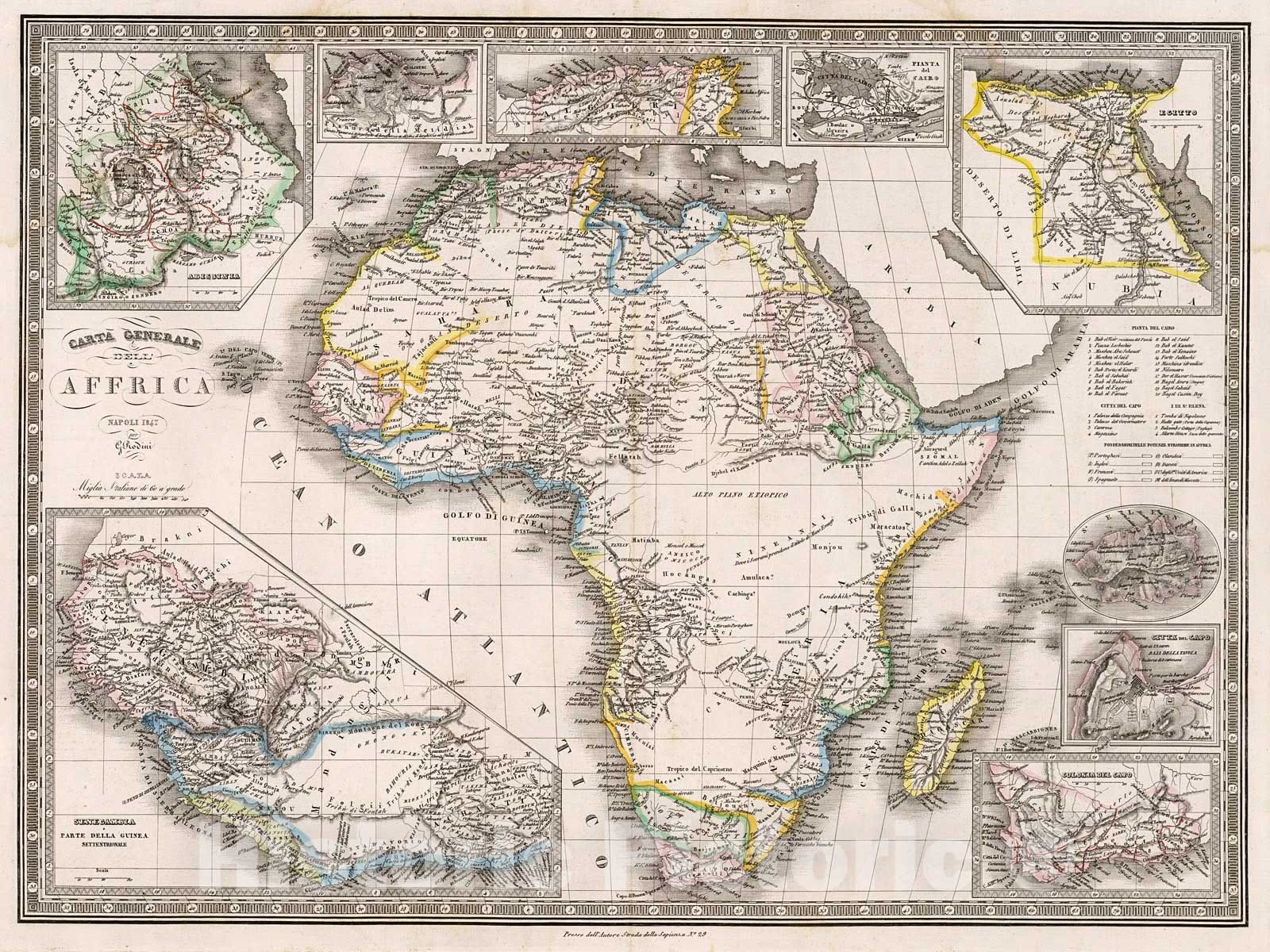 Historic Map : Carta Generale dell' Affrica., 1859, Vintage Wall Decor