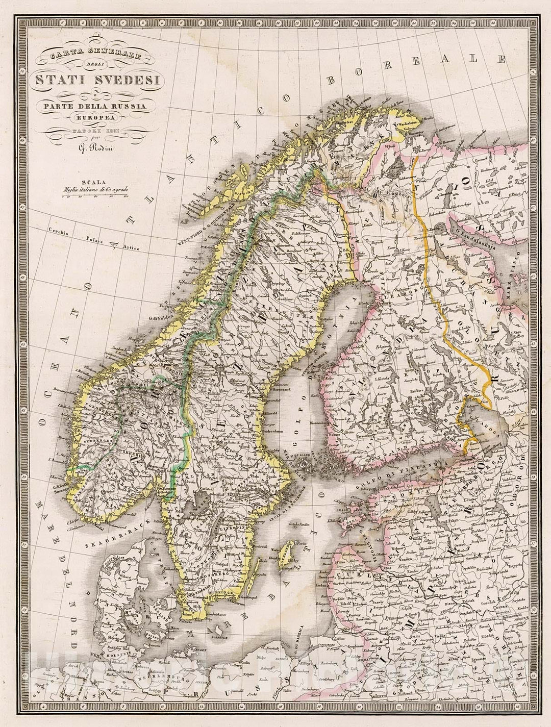 Historic Map : Carta Generale degli Stati Svedesi e Parte della Russia Europea., 1859, Vintage Wall Decor