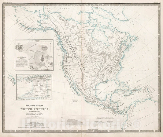 Historic Map : Mountain Chains in North America., 1850, Vintage Wall Decor