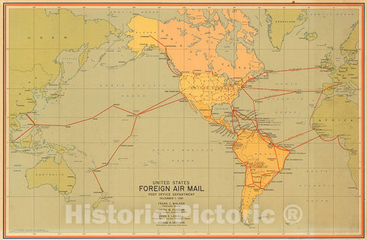 Historic Map : United States Foreign air mail, 1941, v1, Vintage Wall Decor