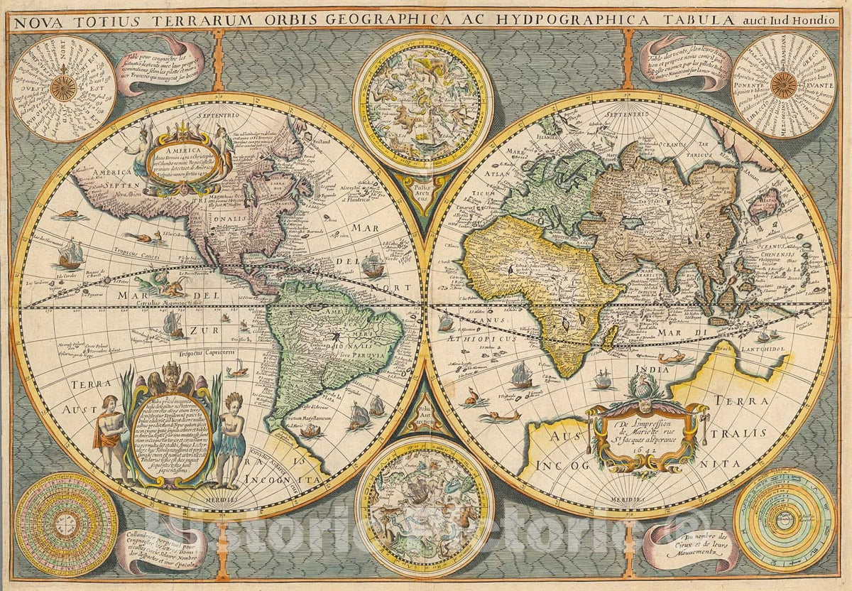 Historic Map : Nova Totius Terrarum Orbis Geographica Ac Hydrographica Tabula, 1650, Vintage Wall Decor