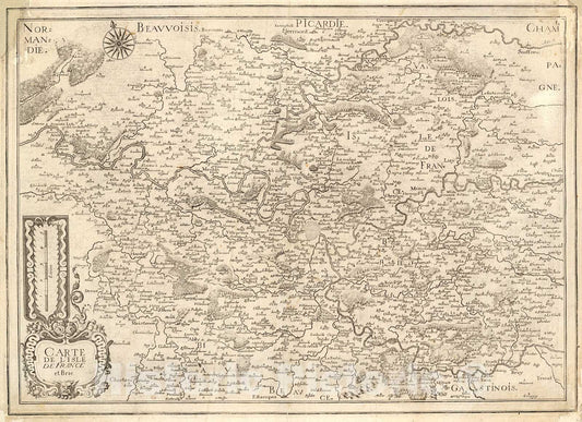 Historic Map : Carte de l'Isle de France et Brie, 1650, Vintage Wall Decor