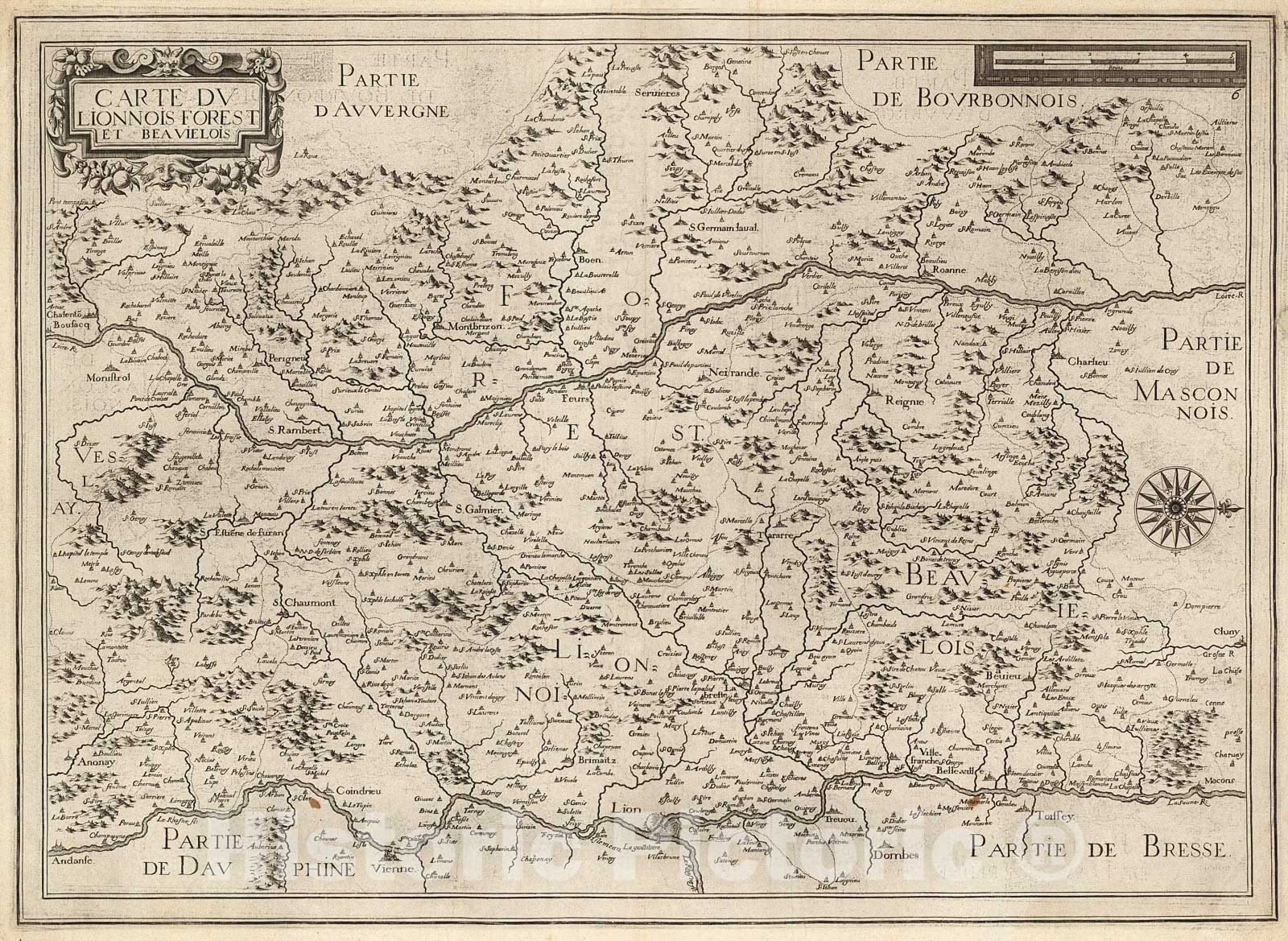 Historic Map : Carte du Lionnois Forest et Beavielois, 1650, Vintage Wall Decor
