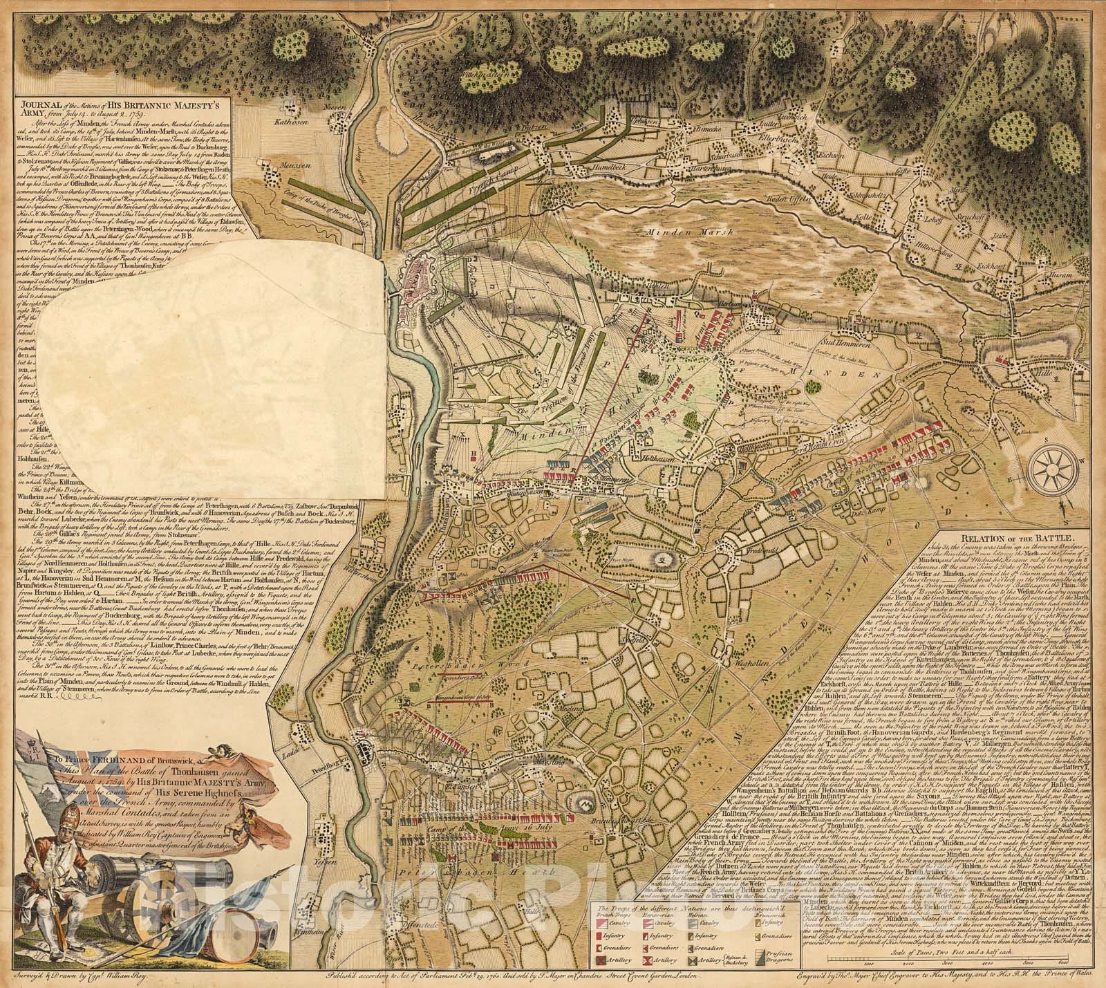 Historic Map : (Flap 1) This Plan of the Battle of Thonhausen, 1760, Vintage Wall Decor