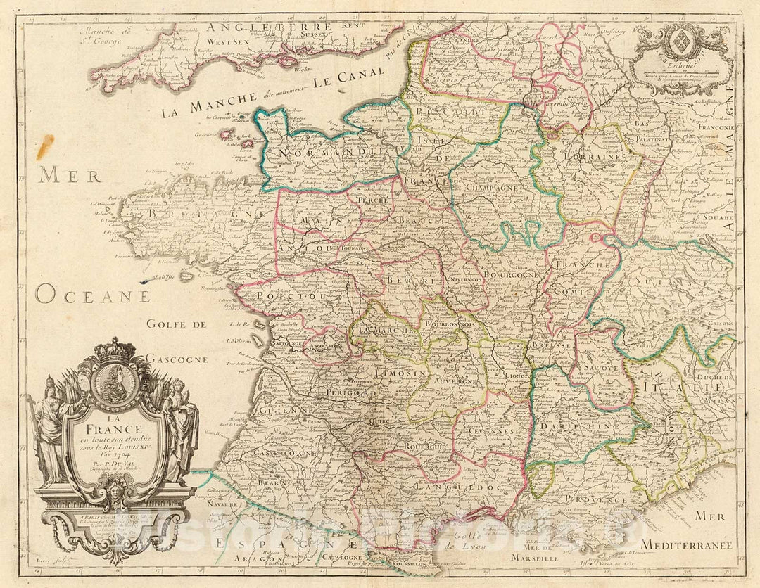 Historic Map : La France, 1714, Vintage Wall Decor
