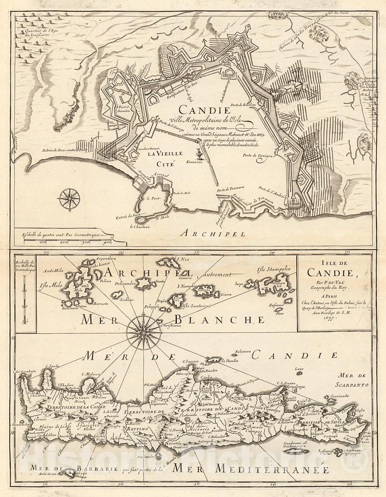 Historic Map : Candie ville metropolitaine de lisle de meme nom, 1714, Vintage Wall Decor