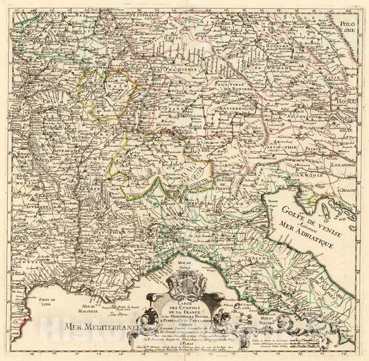 Historic Map : Carte des Confins de la France, 1714, Vintage Wall Decor