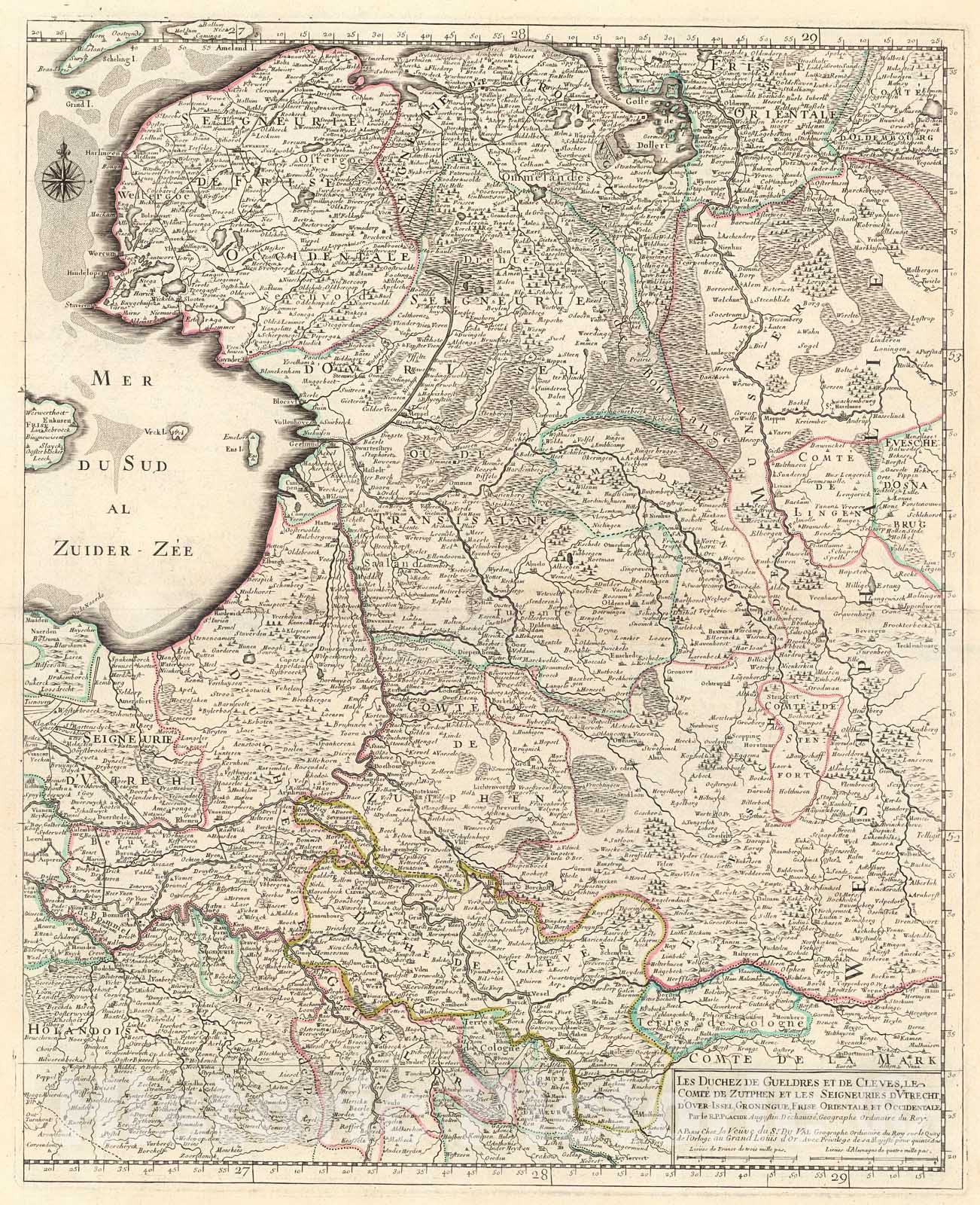Historic Map : Les Duchez De Gueldres Et De Cleves, Le Comte De Zutphen Et Les Seigneuries ..., 1714, Vintage Wall Decor