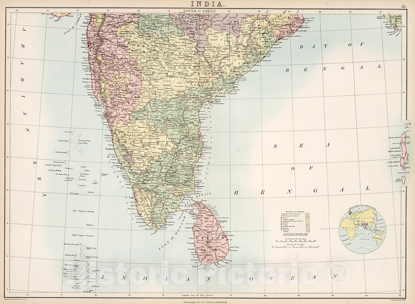 Historic Map : India., 1884, v2, Vintage Wall Decor