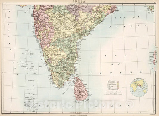 Historic Map : India., 1884, v2, Vintage Wall Decor