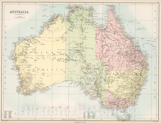 Historic Map : Australia., 1884, Vintage Wall Decor