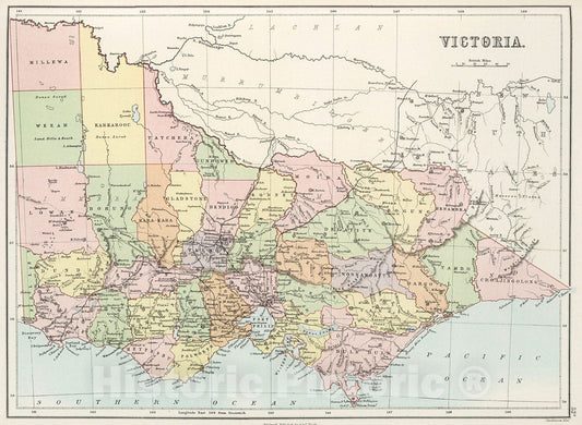 Historic Map : Victoria (Australia)., 1884, Vintage Wall Decor