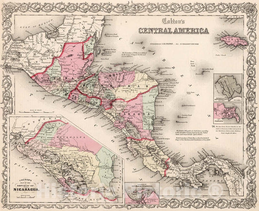 Historic Map : Central America., 1861, Vintage Wall Decor