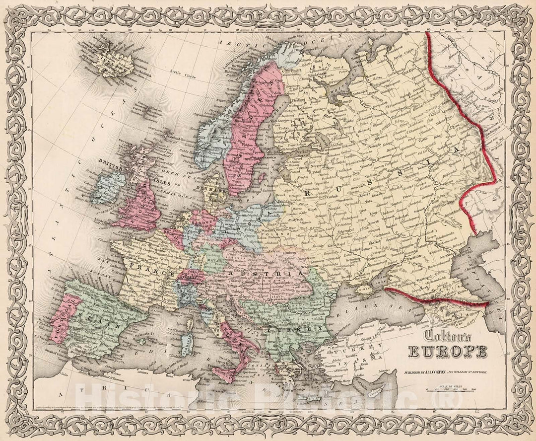 Historic Map : Europe., 1861, Vintage Wall Decor