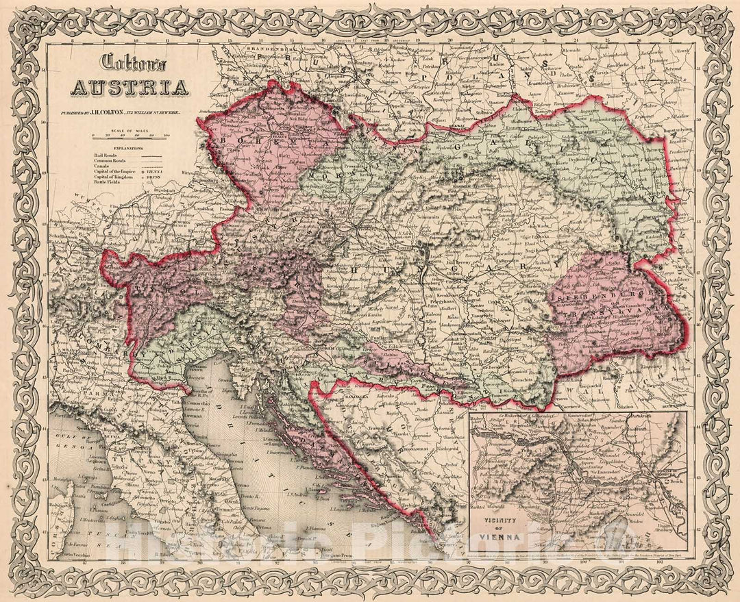 Historic Map : Austria., 1861, Vintage Wall Decor