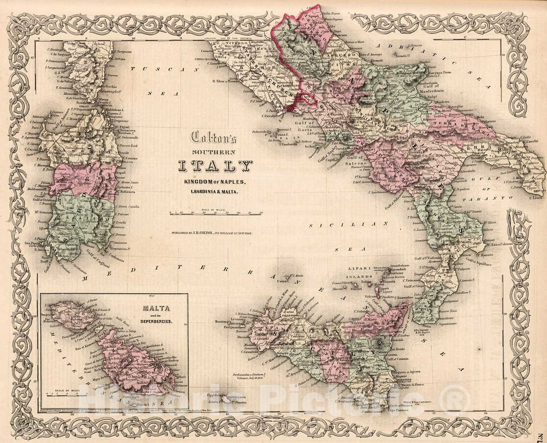 Historic Map : Sweden and Norway., 1861, Vintage Wall Decor