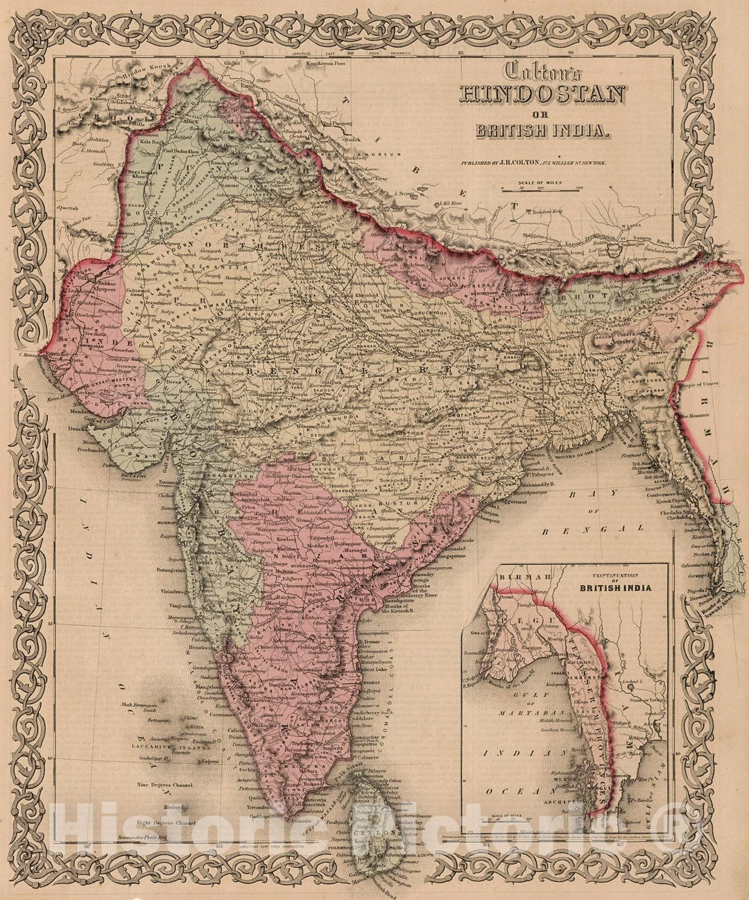 Historic Map : British India., 1861, Vintage Wall Decor