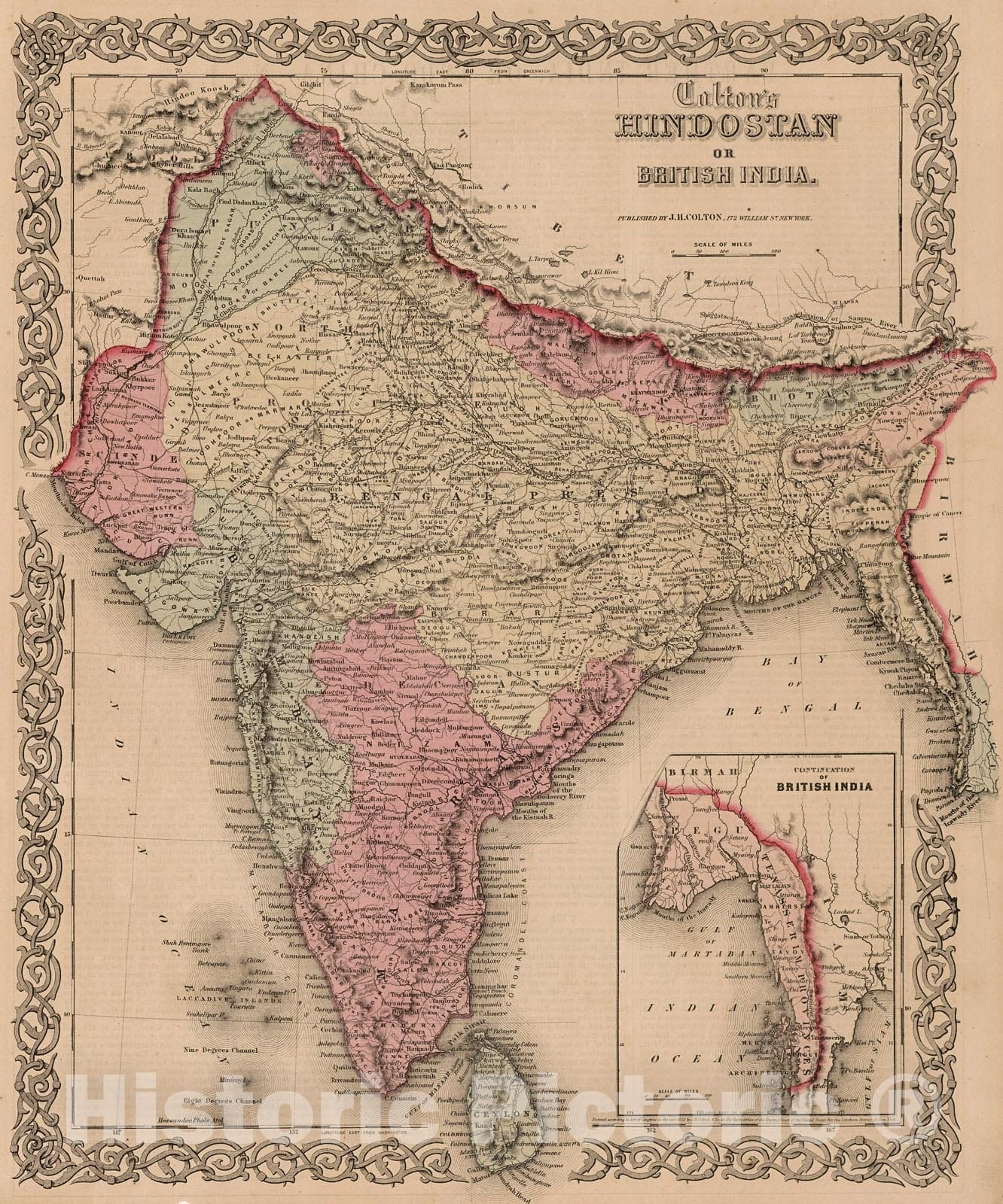 Historic Map : British India., 1861, Vintage Wall Decor