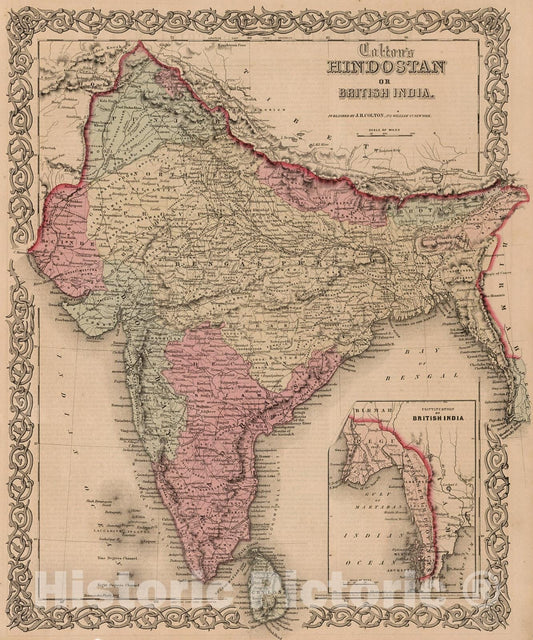 Historic Map : British India., 1861, Vintage Wall Decor