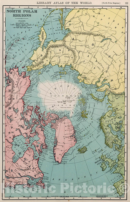 Historic Map : North Polar Regions., 1912, Vintage Wall Decor