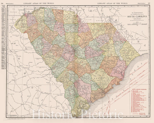 Historic Map : South Carolina., 1912, Vintage Wall Decor