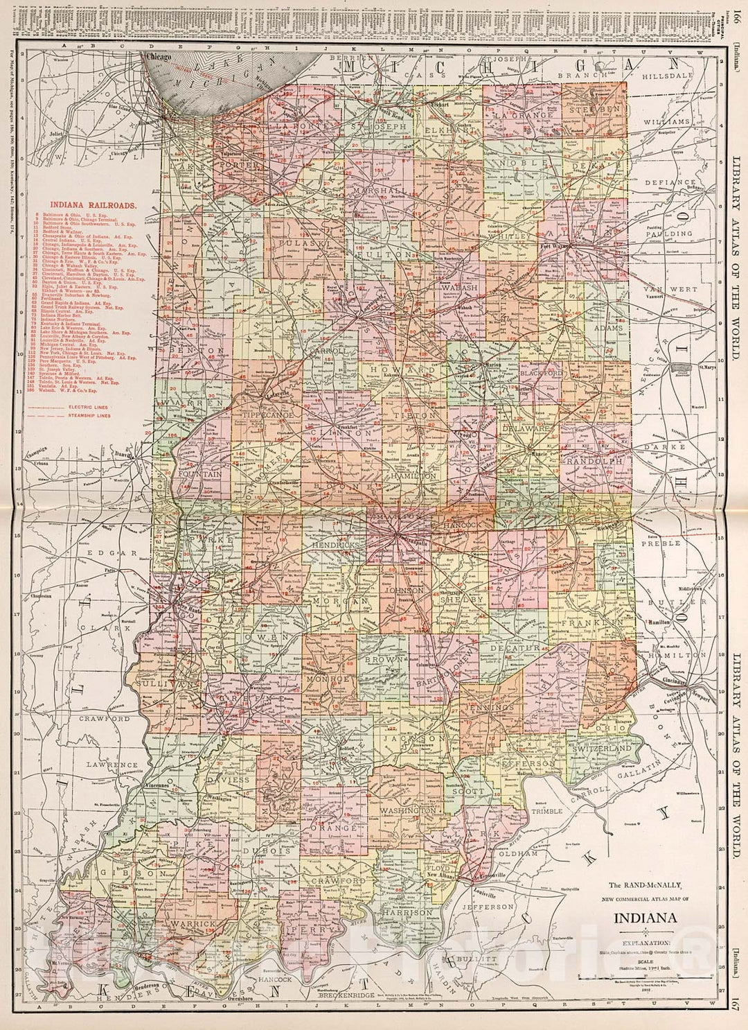 Historic Map : Indiana., 1912, Vintage Wall Decor