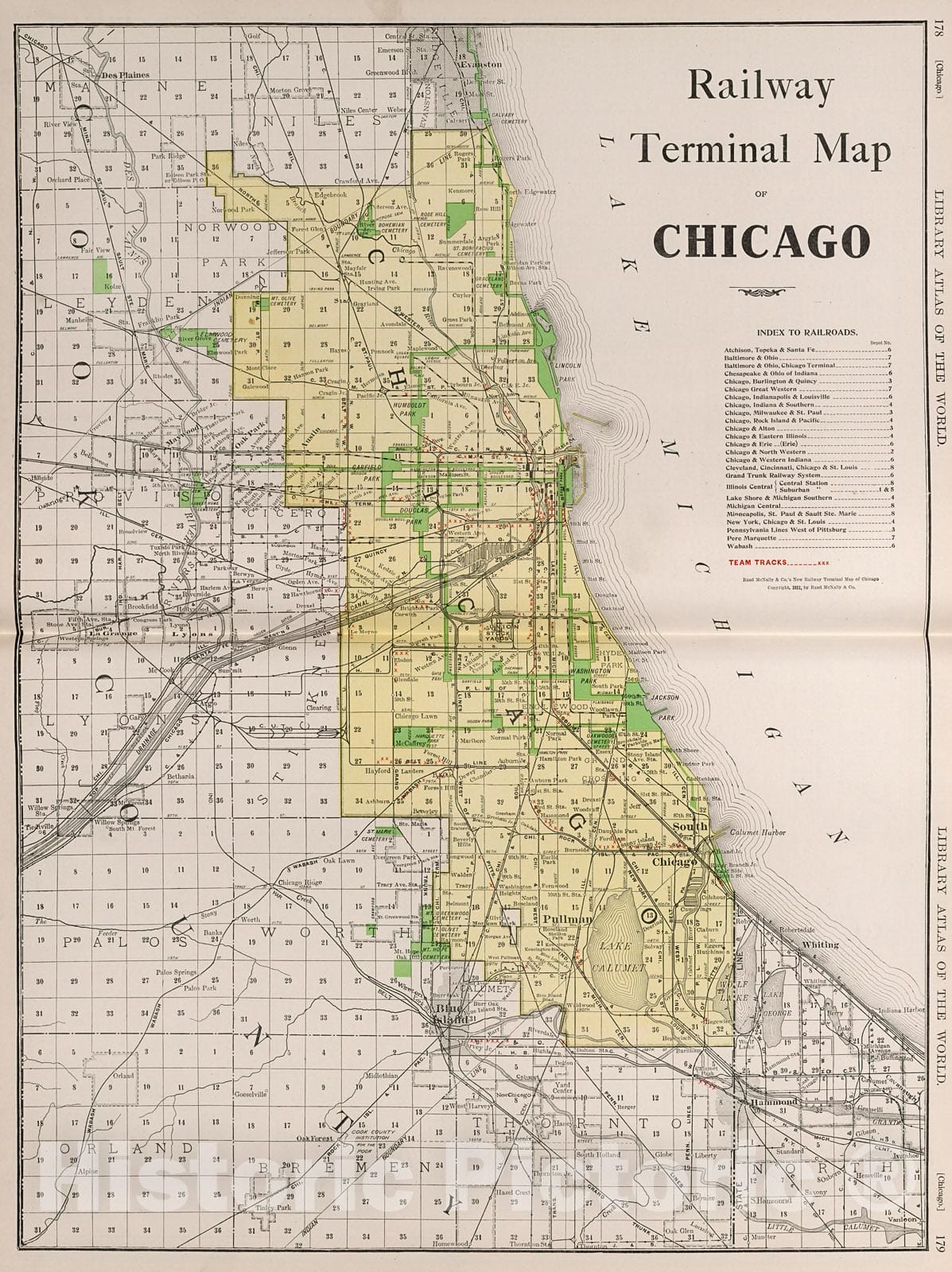 Historic Map : Railway Terminal of Chicago., 1912, Vintage Wall Decor