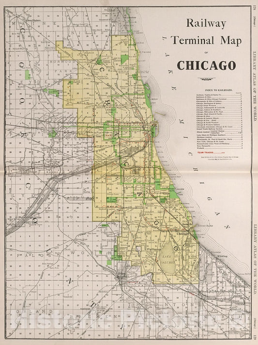Historic Map : Railway Terminal of Chicago., 1912, Vintage Wall Decor
