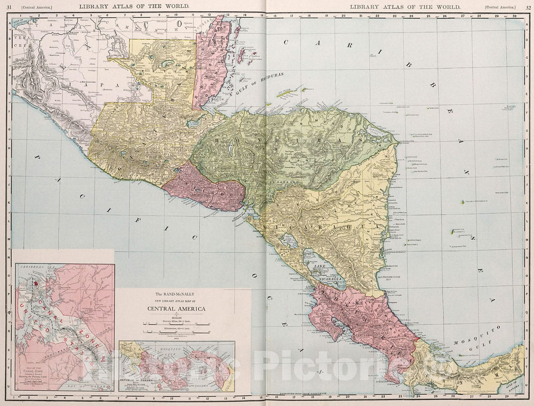 Historic Map : Central America., 1912, Vintage Wall Decor