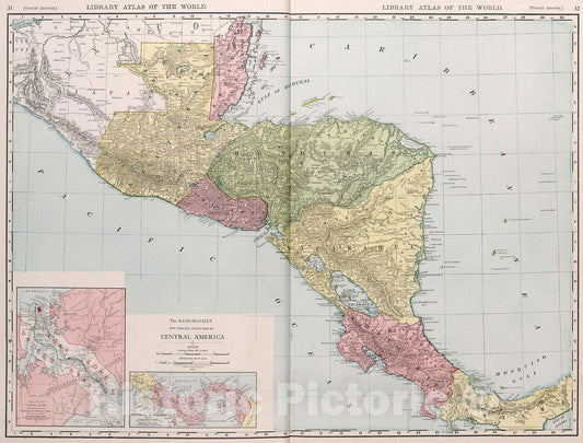 Historic Map : Central America., 1912, Vintage Wall Decor