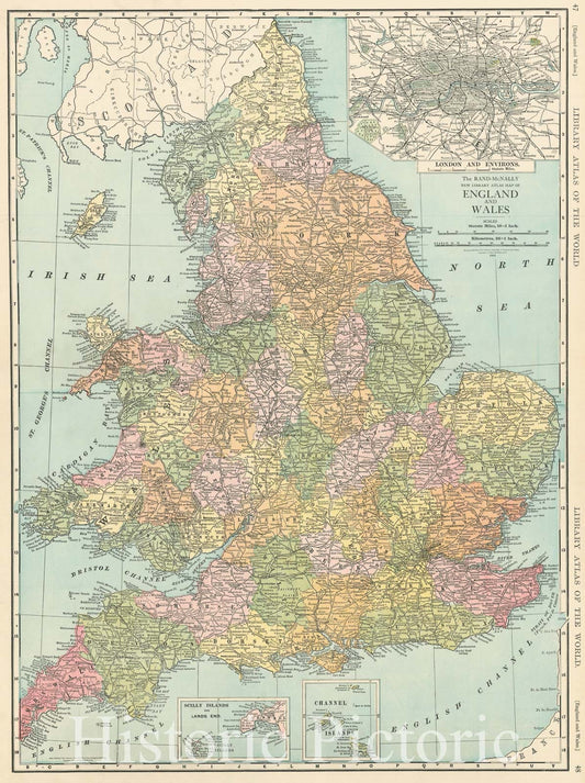 Historic Map : England and Wales., 1912, Vintage Wall Decor