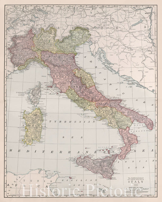 Historic Map : Italy, 1912, Vintage Wall Decor