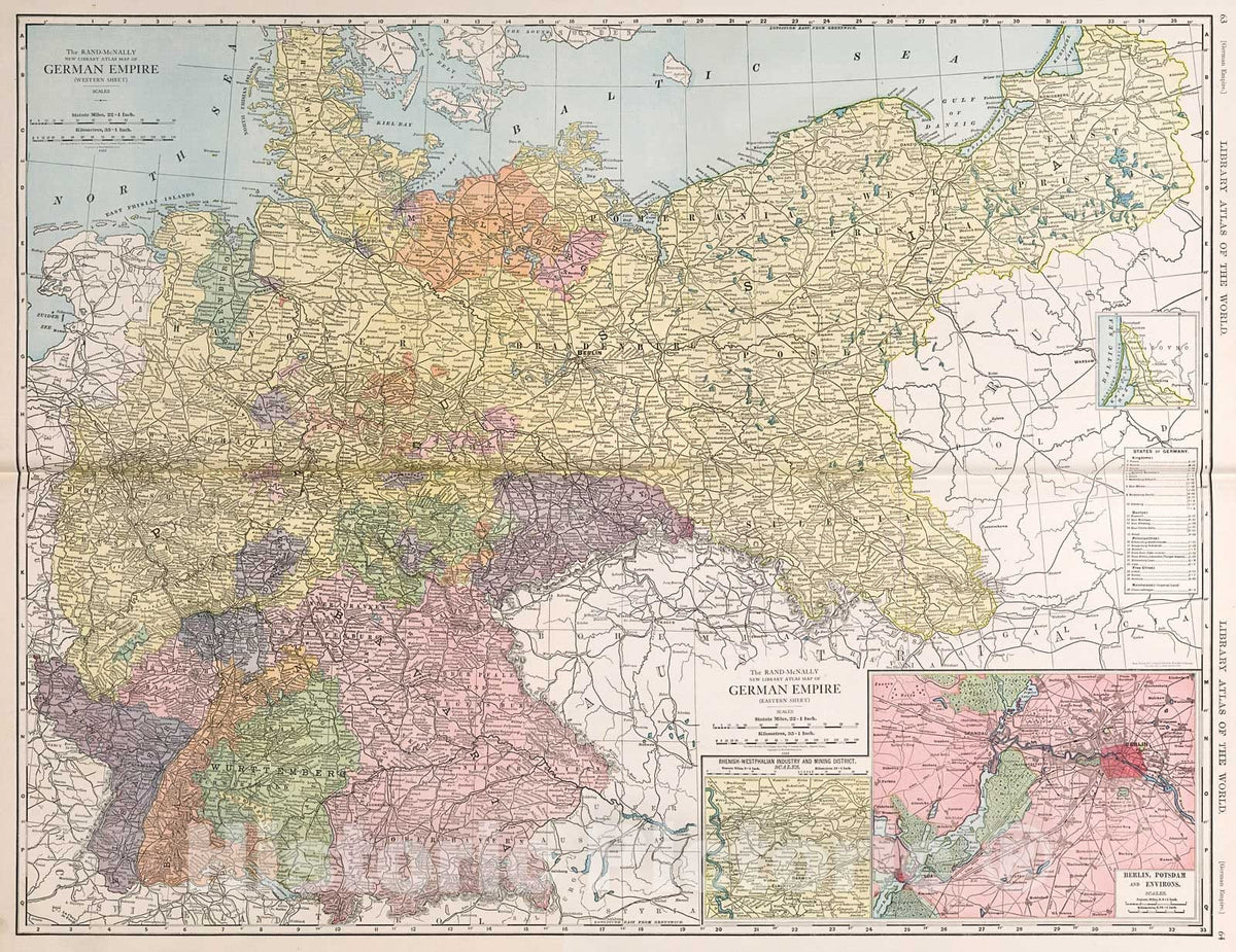 Historic Map : German Empire (Eastern and Western Sheets)., 1912, Vintage Wall Decor