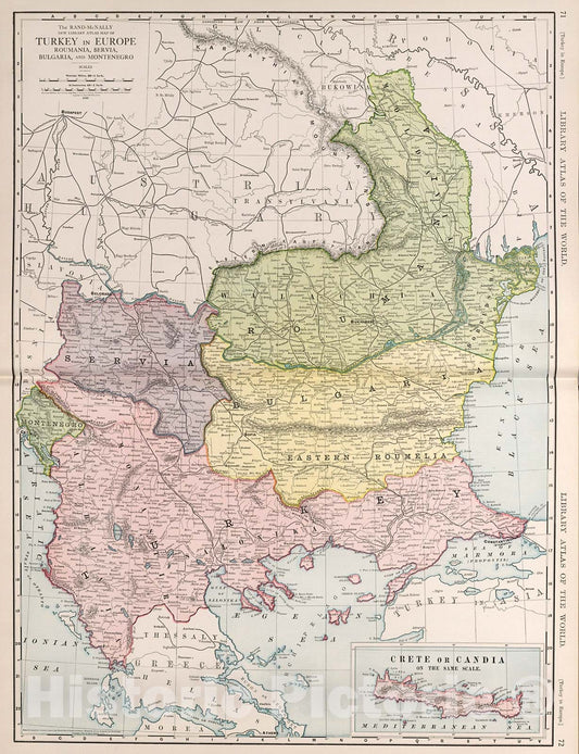 Historic Map : Turkey in Europe., 1912, Vintage Wall Decor