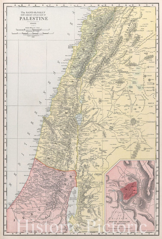 Historic Map : Palestine., 1912, Vintage Wall Decor