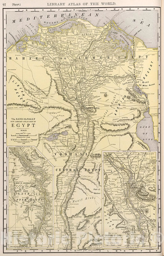 Historic Map : Egypt., 1912, Vintage Wall Decor