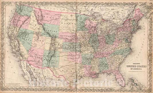 Historic Map : United States of America., 1880, Vintage Wall Decor