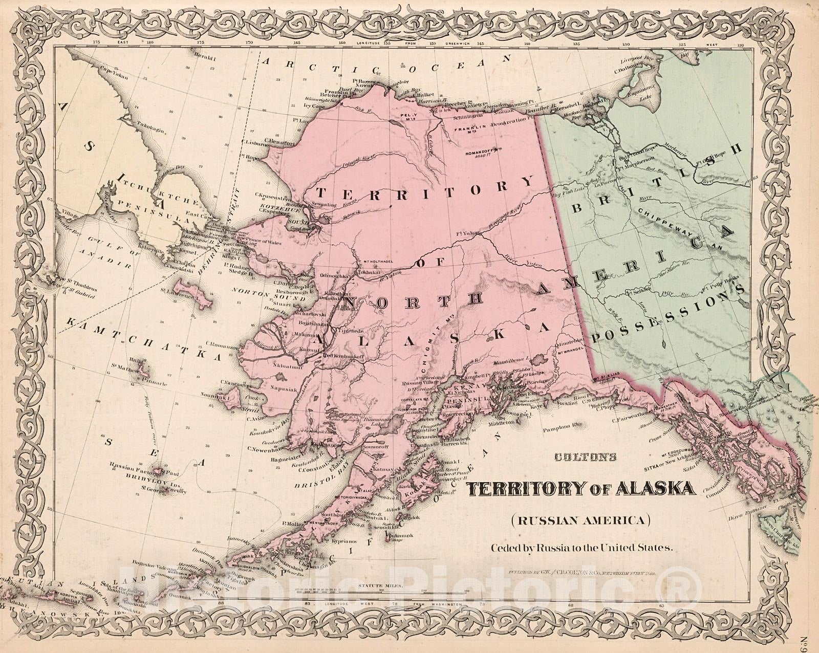 Historic Map : Territory of Alaska (Russian America)., 1880, Vintage Wall Decor